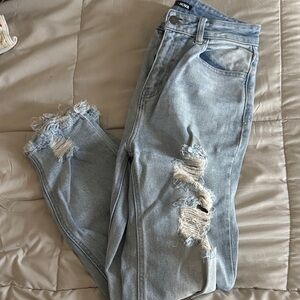 Fashion Nova Light Blue Ripped Boyfriend Jeans